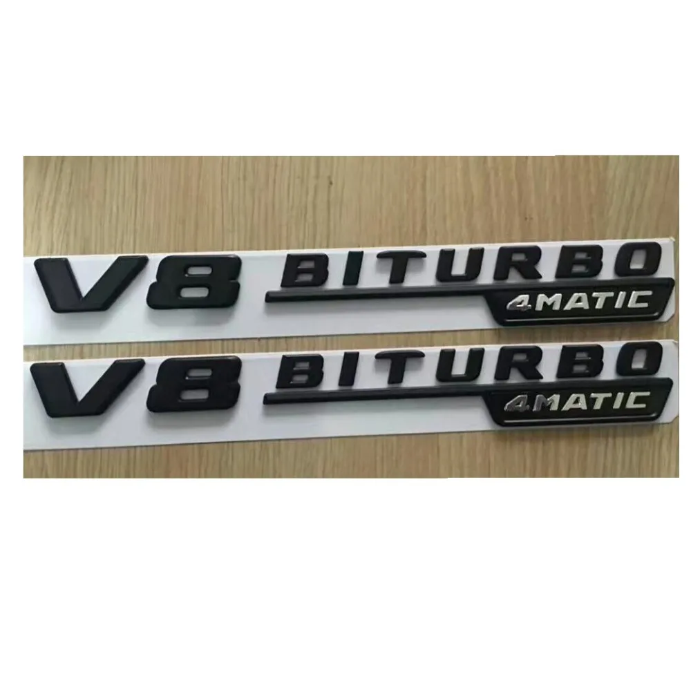 1 пара плоская черная пластиковая эмблема V8 BITURBO 4matic для багажника Mercedes Benz AMG 17