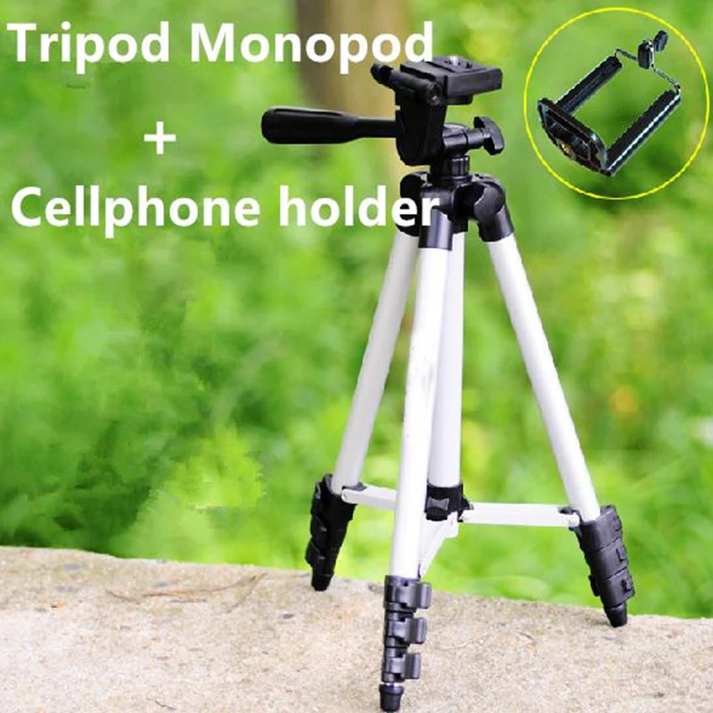 Flexible 4 Sections 105cm Camera Tripod Monopod + Mobile Phone Holder