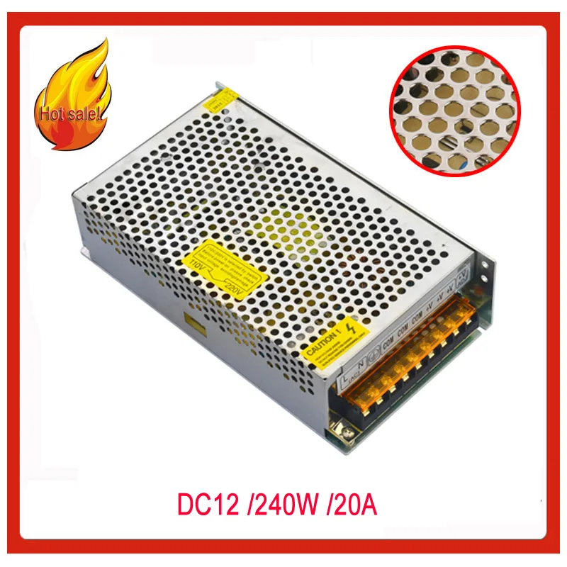 

AC 110V/ 220V to DC 12V 20A 240W Voltage transformer Switching power supply for strip free shipping