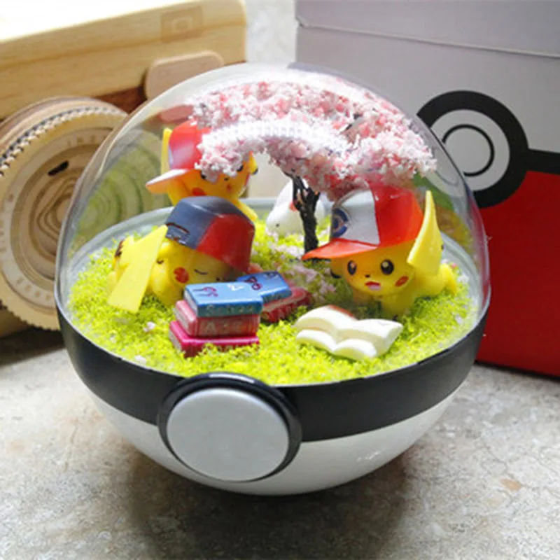 

Pokebolas Pokeball Pocket Monster Inside DIY LED New Year Gifts for Chidren Mini Pearl Pikachu Action Figure Model Toys