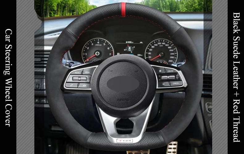 LQTENLEO черная натуральная кожа замша чехол на руль для Kia K5 Optima Forte GT Ceed Cee 'd GT