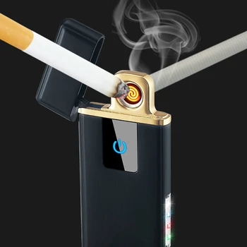

New USB Charging Lighter Touch Screen Electronic Cigarette Lighters Thin Small Rechargeable Electric Lighter Windproof Men Gift