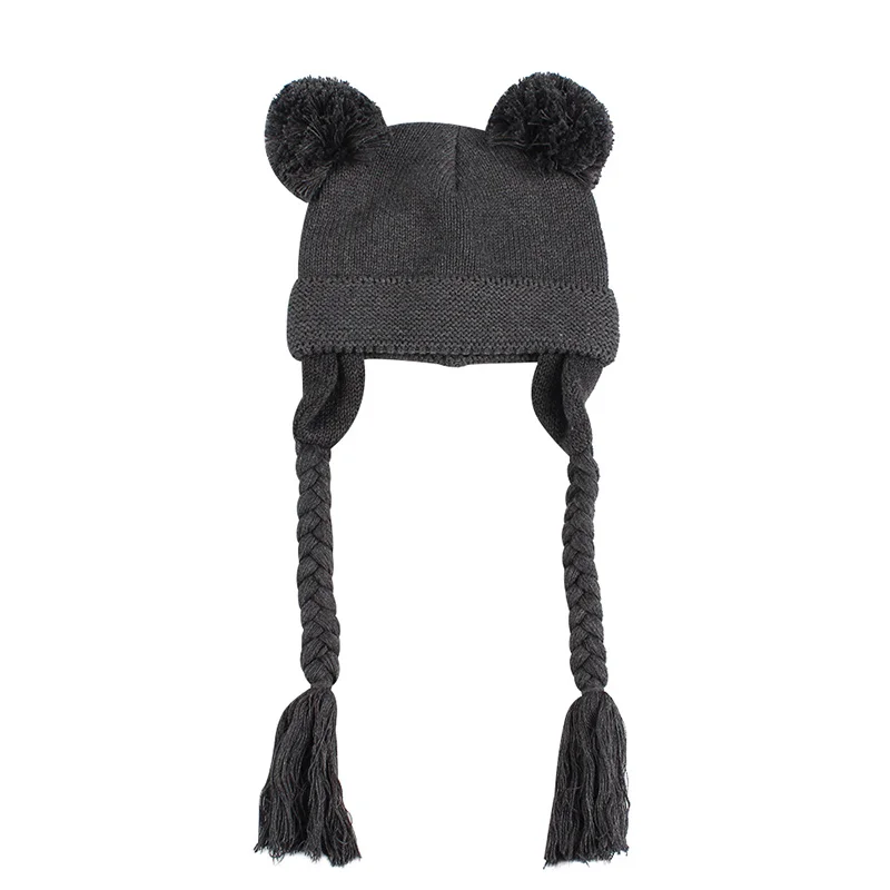 Velvet Knit Nebworn Baby Hat Warm Winter Infant Beanie Twist Lace Up Baby Hat With Pompom Cute Crochet  Hat For Baby Girls Boy   (15)
