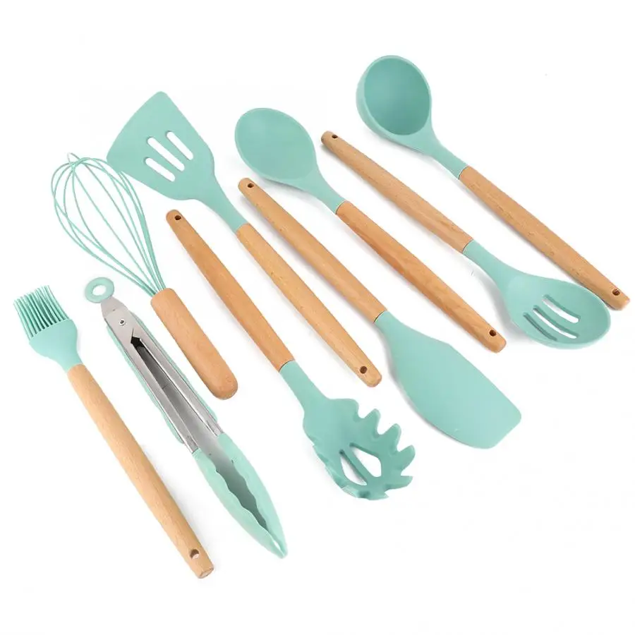 

Tableware Kitchenware 9pcs /set Non-stick Food Grade Silicone Kitchen Utensil Cooking Tools Set Kit Kitchen Tools Accessories