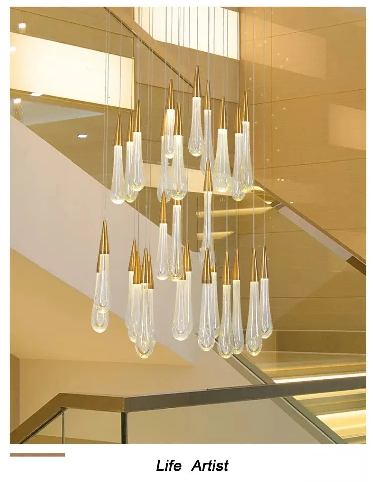 Светодиодный подвесной светильник в форме капли воды, минималистичный скандинавский Лофт, Хрустальный и металлический подвесной светильник, Скандинавское искусство и креативный светильник для ресторана