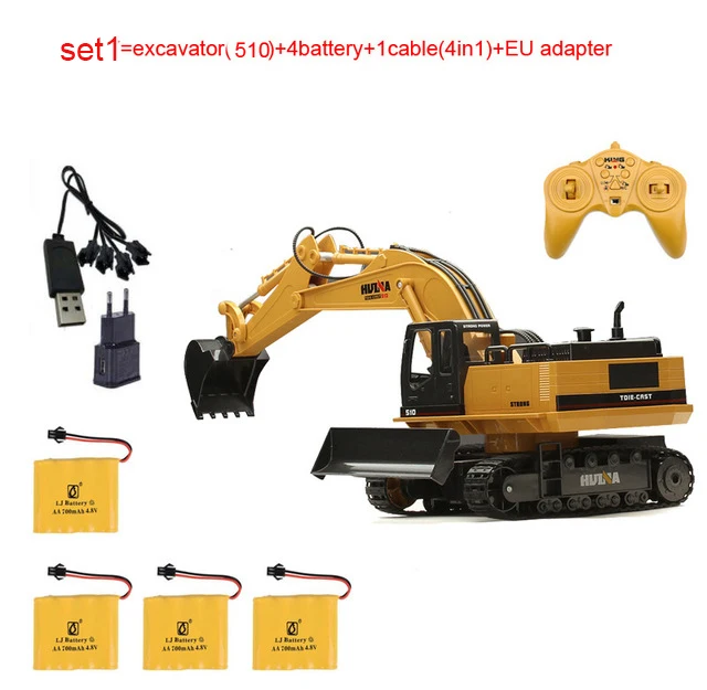 set1 510 15CH Моделирование RC экскаватор игрушки с музыкой и светильник игрушки для грузовых автомобилей RC Радиоуправляемый экскаватор инженерный автомобиль трактор brinquedos - Цвет: set1 510