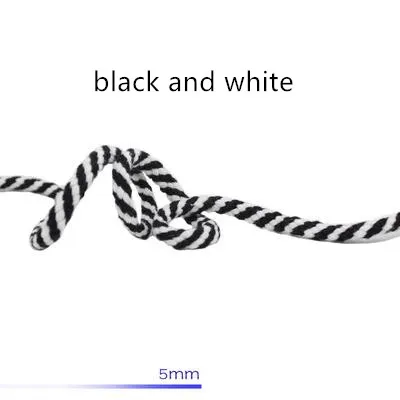 Веревочный шнур 5 мм* 10 м восьмижильный полый цветной Хлопковый Канат белый красный черный Специальный белый пепельный ручной работы diy веревка для одежды шнурок - Цвет: White  black 5mmX10m