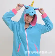 Blue Pegasus Coral Long Sleeve Animal Adult Hoody Sweatshirts Sweater Cosplay Costume For Party Wear Halloween Christmas Gift