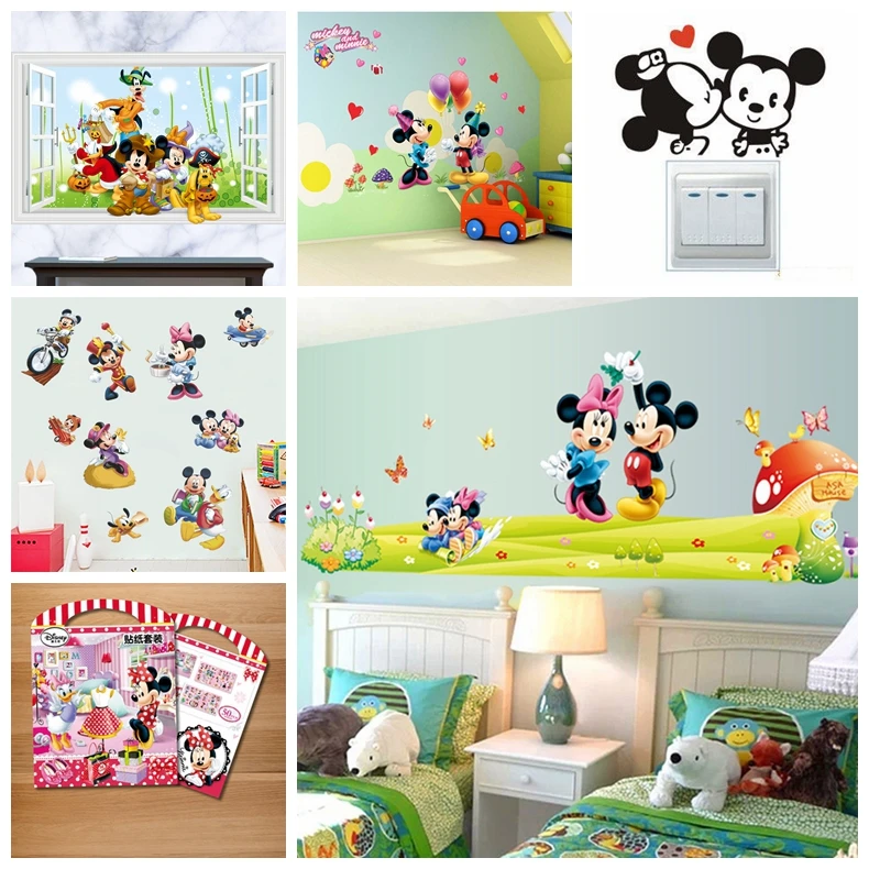 Napravi Rs Sticker Mickey Et Minnie Mouse Autocollants Maison Bebe Pour Mur Chambre Denfant Chambre Bebe Art Pepiniere Parc A Decorations Murales Ameublement Et Decoration