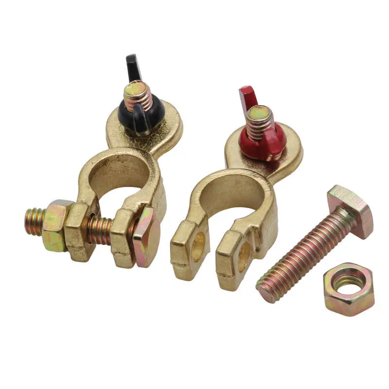 

2 Pcs Universal Positive&Nagative Car Battery Terminal Clamp Clip Brass Connector New