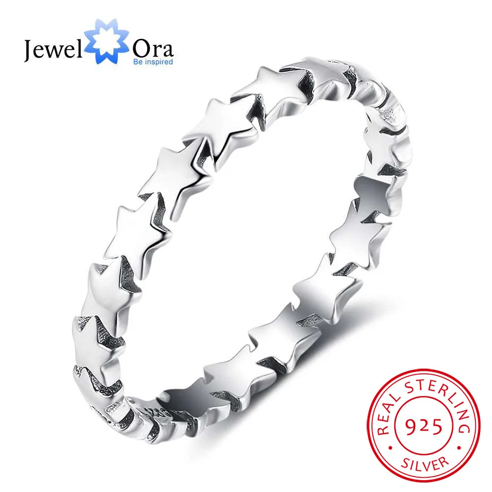 Fashion OL Style Star Shape Finger Ring Genuine 925 Sterling Silver Rings For Women Party Gifts Jewelry (JewelOra RI102869)