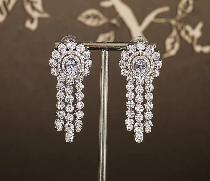 LAN дворца индийский свадебный набор ювелирных украшений с фианитами Свадебный роскошный камень роскошный кубический цирконий для комплект ювелирных украшений для невесты