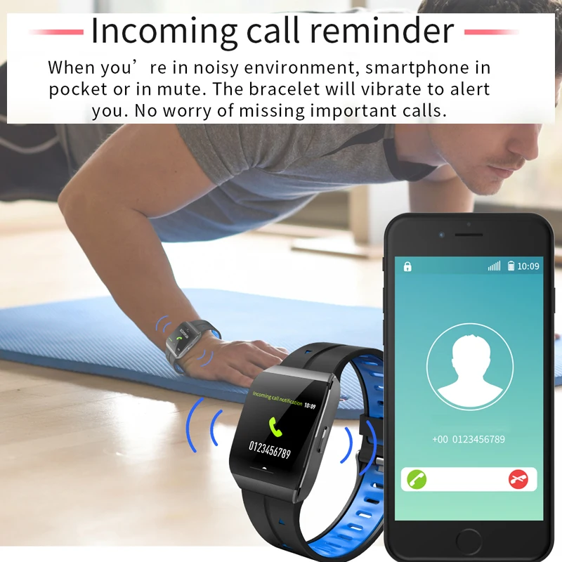 1.3'' Color Touch Screen IP68 Waterproof Smart Watch Heart Rate Monitor Stopwatch Message Push Fitness Sports Bracelet