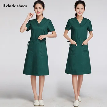 

IF Healthcare Hospital Gowns Wrap Medical Scrub Coat Nurse Robe Overlap Side Tie Cotton Surgical Uniform pharmacy nurse clothing