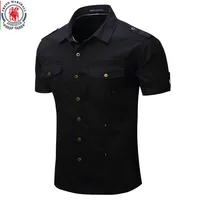2022 New Arrive Mens Cargo Shirt Men Casual Shirt Solid Short Sleeve Shirts Multi Pocket Work Shirt Plus Size 100% Cotton 1