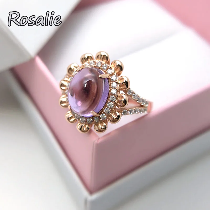 

Rosalie,nautral brazil amethyst Ring 925 sterling silver rose gold color fine jewelry for women nice gift fashion accessories