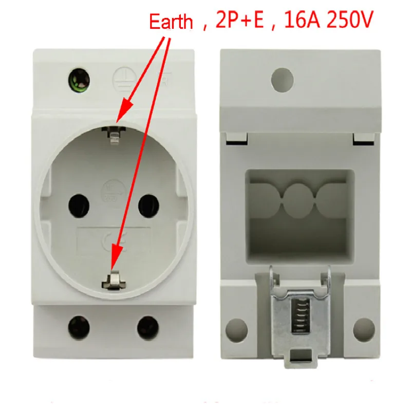 ЕС Din рейку разъем питания 2 шпильки расширение распределительная коробка 10-16A 250 В модульная розетка для распределительного устройства