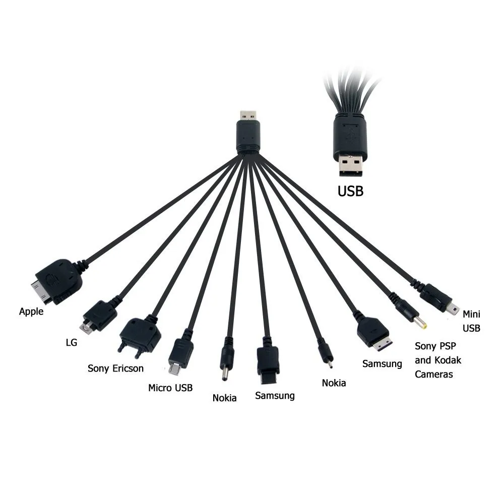  Universal 10 in 1 Multi Charger phone Cable usb Charging Cable Cord Adapter for Mobile Phone iPhone iPad Samsung Blackberry 