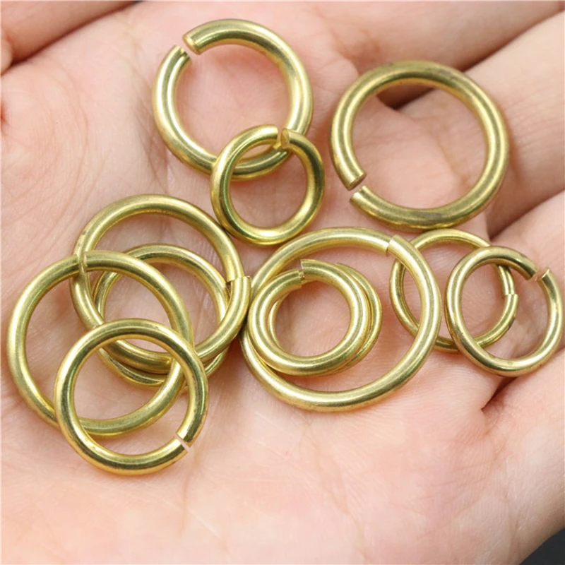 50pcs Solid brass Open O ring seam Round jump rings Garments shoes Leather craft bag Jewelry findings repair connectors metal jump rings