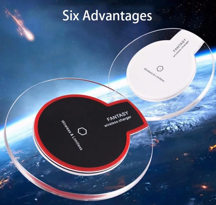 

1pc Universal Real Fast Wireless Charger Charging Pad for iPhone Samsung HTC Android Ultra-thin Portable Mobile Phone Chargers