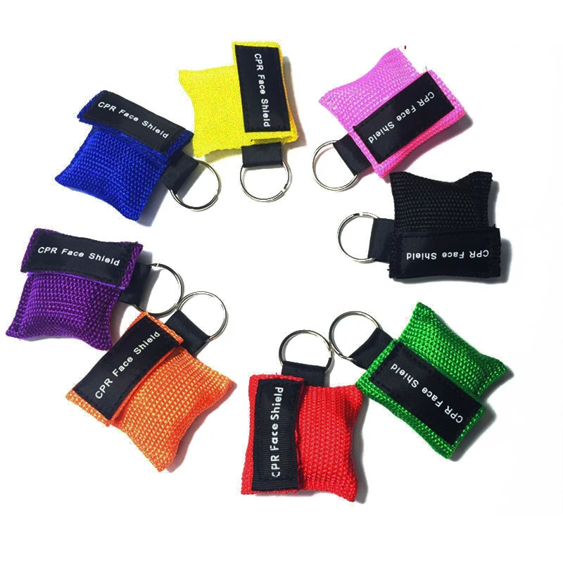 

CPR Resuscitator Keychain Emergency Face Shield First Aid Skill Training Breathing Rescue Mask for Health Care Tools 8 Colors