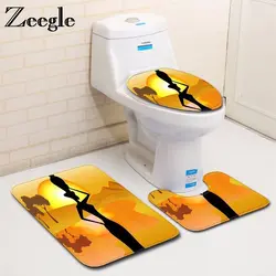 Zeegle микрофибра 3 шт.. набор ковриков для ванной Африканская женщина коврик для туалета крышка унитаз Крышка нескользящая коврики для ванной