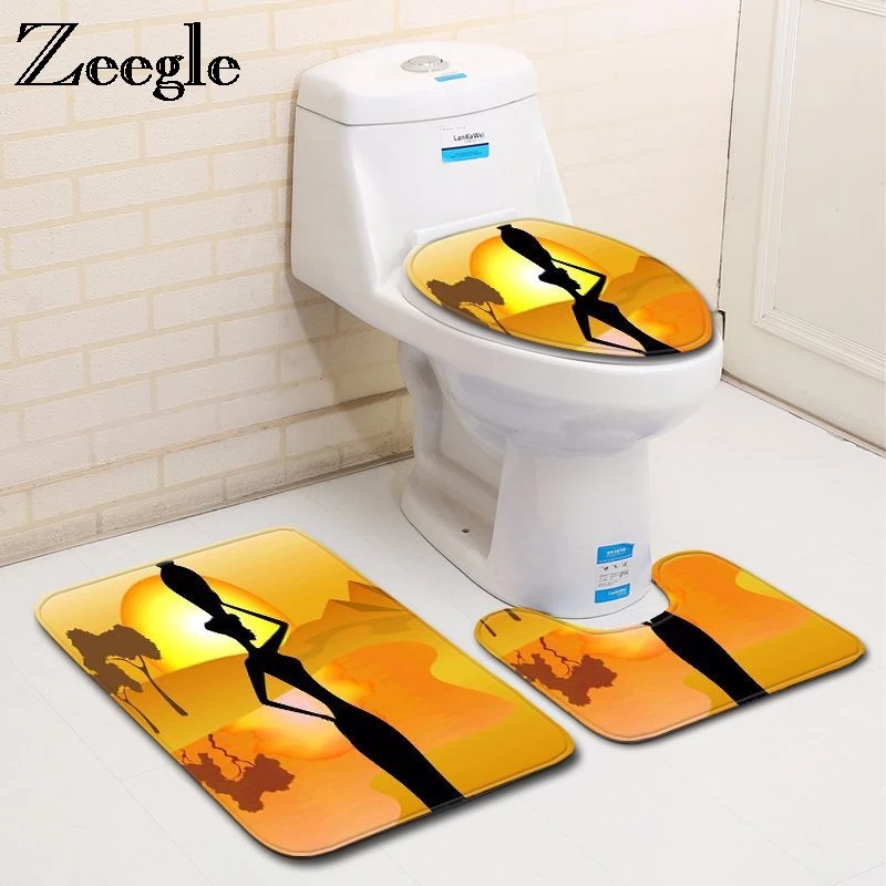 Zeegle микрофибра 3 шт коврик для ванной комплект в африканском стиле женские