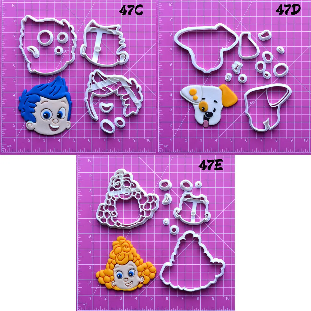 

Cartoon Tv Bubble Guppies Series Cookie Cutter Custom Made 3D Printed Fondant Cutter Set