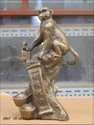 10 "Китайские Бронзовые скульптуры способствовало Уплотнение маркиз обезьяна висит лев печать Статуя Украшения Сада Латунь Бронза