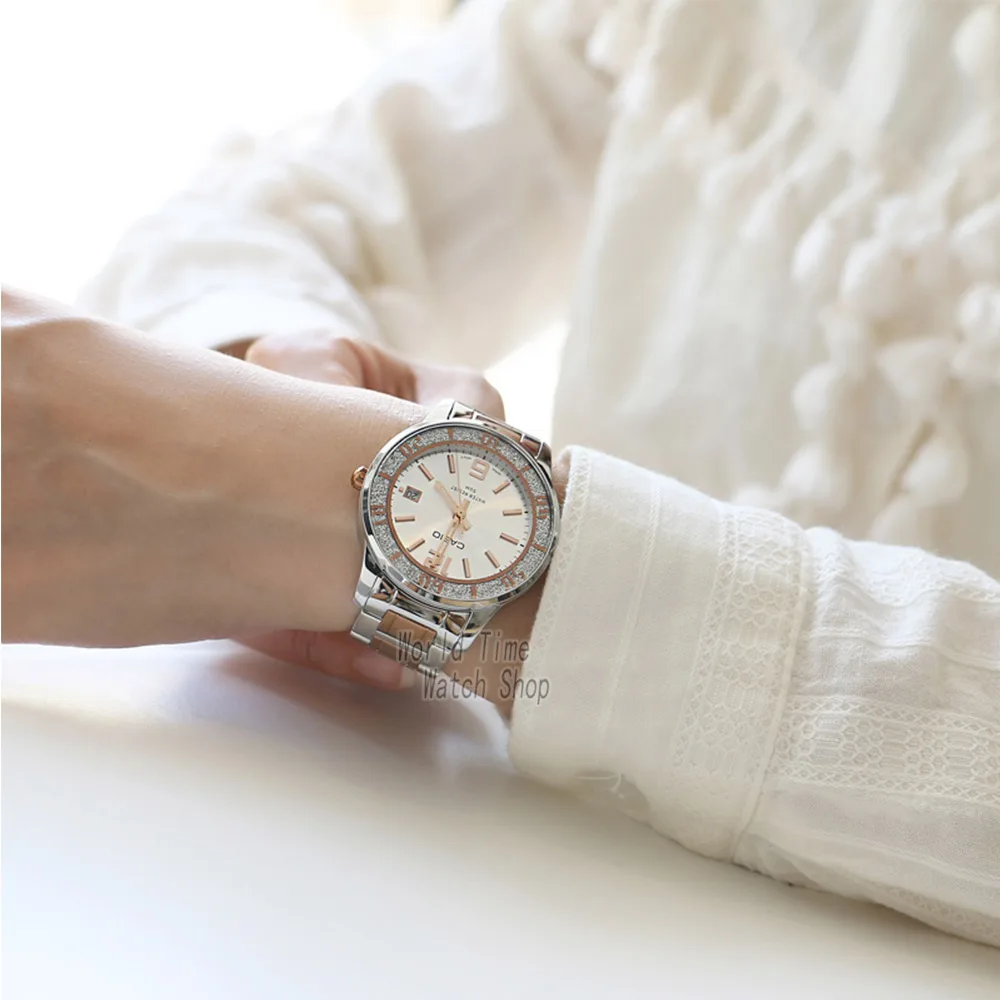 Часы Casio женские наручные часы Set top brand люкс 50м Водонепроницаемые кварцевые