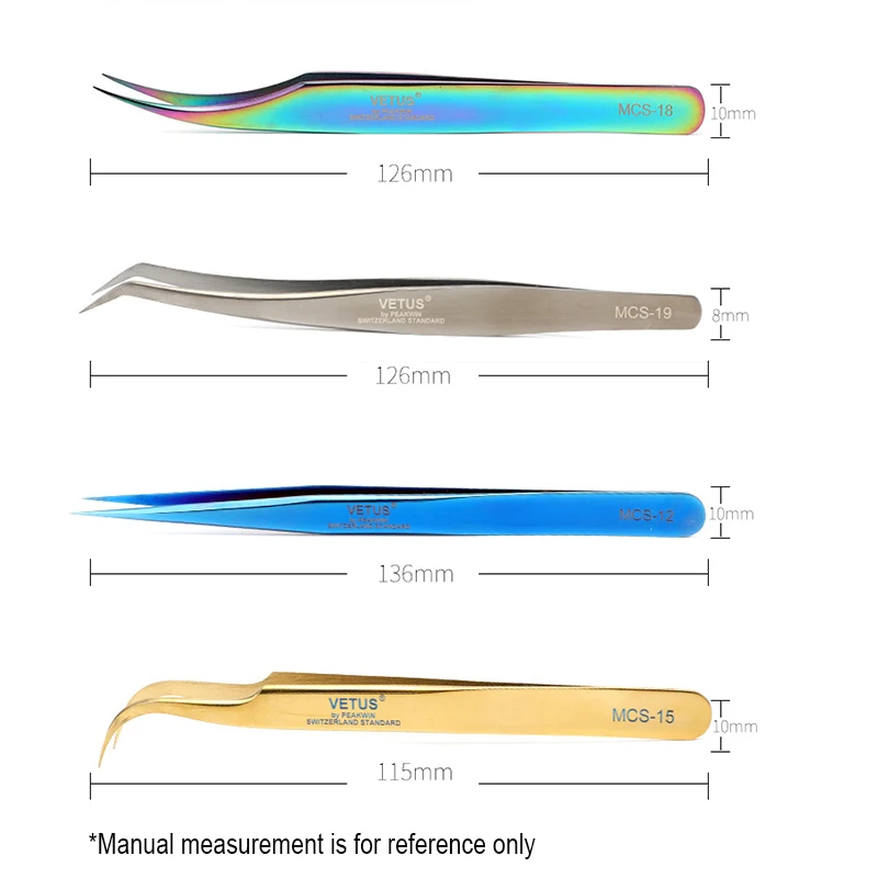 Vetus брендовые новые MCS серии премиум красота щипцы для макияжа норковые ресницы удлинение высшего качества ультра тонкий кончик Пинцет