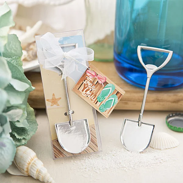 200pcs Travel Wedding Gift Silver Sand Shovel Metal Wine Bottle