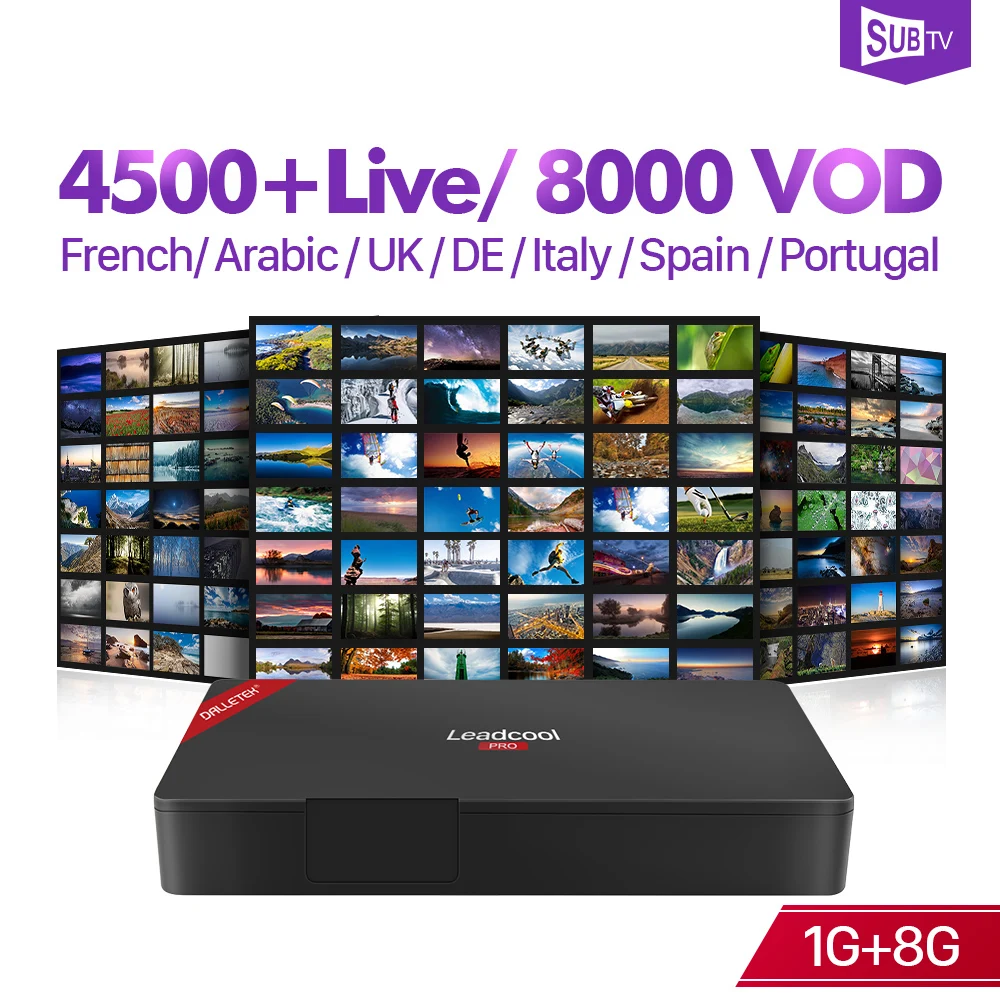 

Leadcool Pro IPTV France Arabic Belgium Italia IPTV Receivers Android 8.1 TV Box SUBTV IPTV 1 Year Subscription French Canada