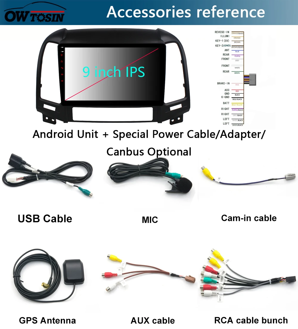 Cheap 9" IPS 8 Core 4G+64G Android 9.0 Car DVD Radio Multimedia GPS Navi For Hyundai Santa Fe 3 4 Hole 2006-2012 DSP CarPlay Parrot BT 13