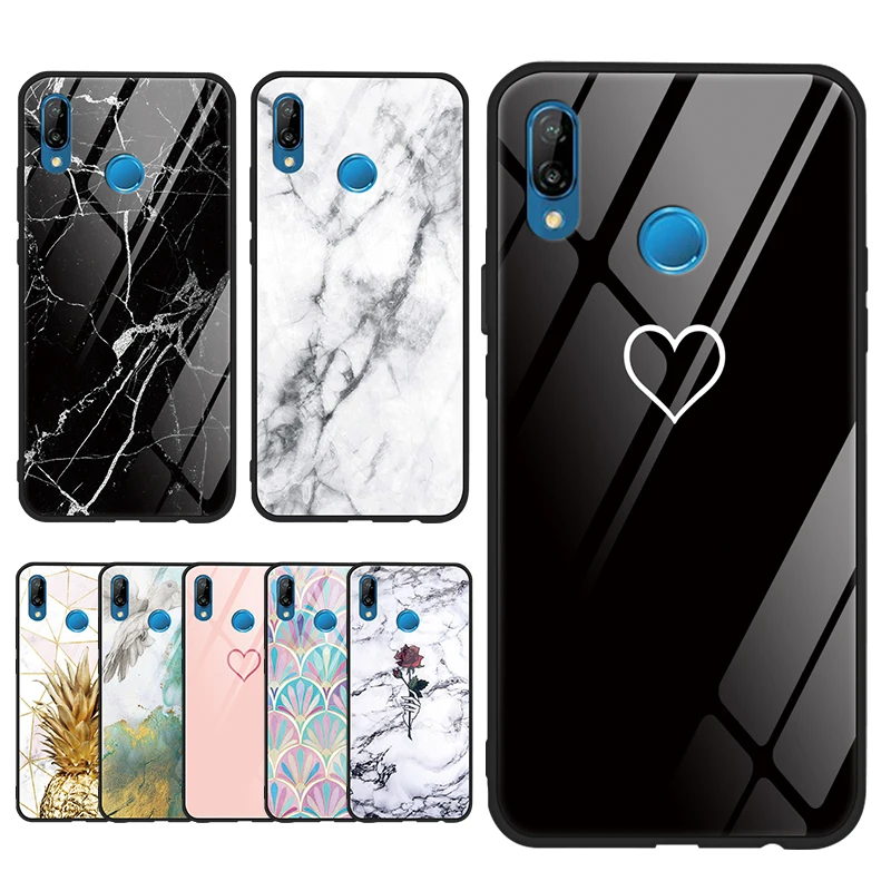 

Marble Tempered Glass TPU For Huawei nova 2i 3 3i 3e 4 P30 P20 P10 Mate 9 10 20 Lite Pro P9 P Smart Plus 20X Y9 2018 2019 Case