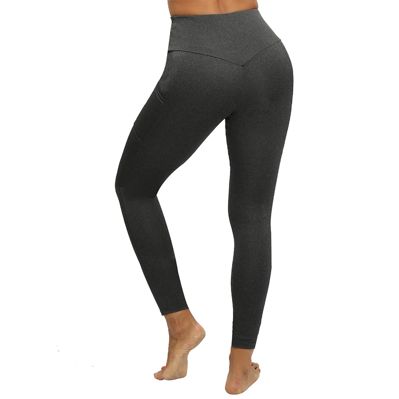  NORMOV Women Leggings Plus Size Solid Casual Color High Waist Pocket Leggins Push Up Elastic Workou