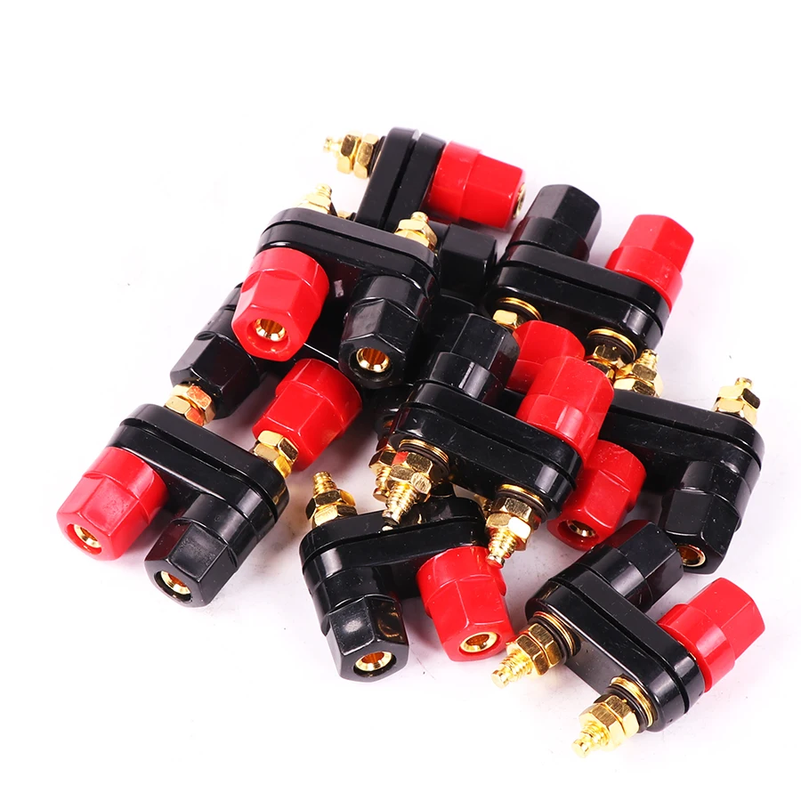 

10Pcs Dual 2-way Speaker Terminals Banana Plug Jack 24k Connector Amplifier Gold plated Terminal Binding Post