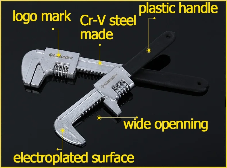 AUBON " /11"/1" дюймовый открытый гаечный ключ Cr-V F Форма универсальный гаечный ключ деятельности трубы зажим плоскогубцы регулируемый