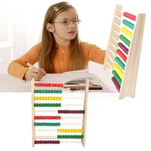 Деревянный 10 строк счеты Абака, расшиты разноцветными бусинами Математика обучающая развивающая детская игрушка