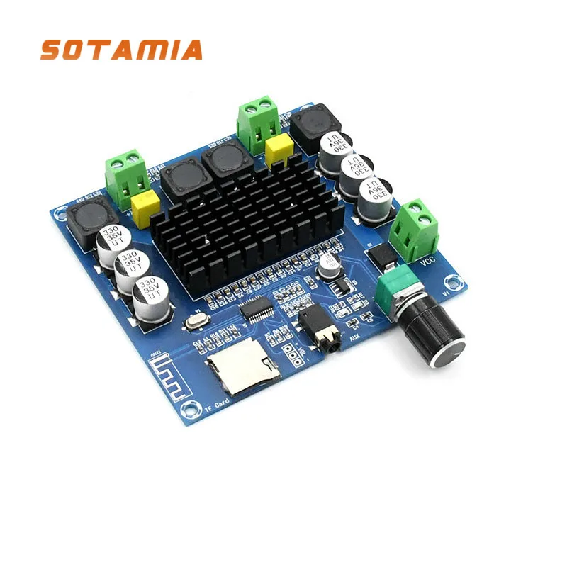 

SOTAMIA TDA7498 Bluetooth 5.0 Power Amplifier Board 2x100W Digital Amplificador Stereo Home Audio AMP Support TF Card AUX