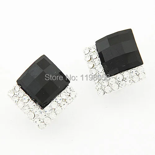 Free shipping support one pair order Hot korea diamante square big earrings lady | Украшения и аксессуары