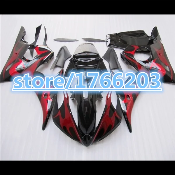 

100% new Black red flame for YZF-R6 YZF R6 03 04 05 YZF 600 R6 2003 2004 2005 fairing set Ning