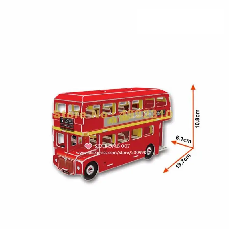 

66pcs mini uk london double decker buses 3d jigsaw puzzle paper model Toy