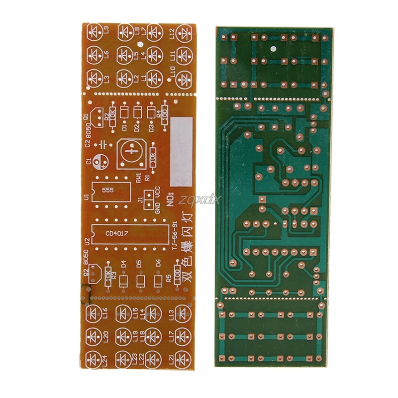 NE555+ CD4017 двойной светодиодный красный синий стробоскоп мигающий свет DIY Kit DC 9 V-12 V Прямая поставка