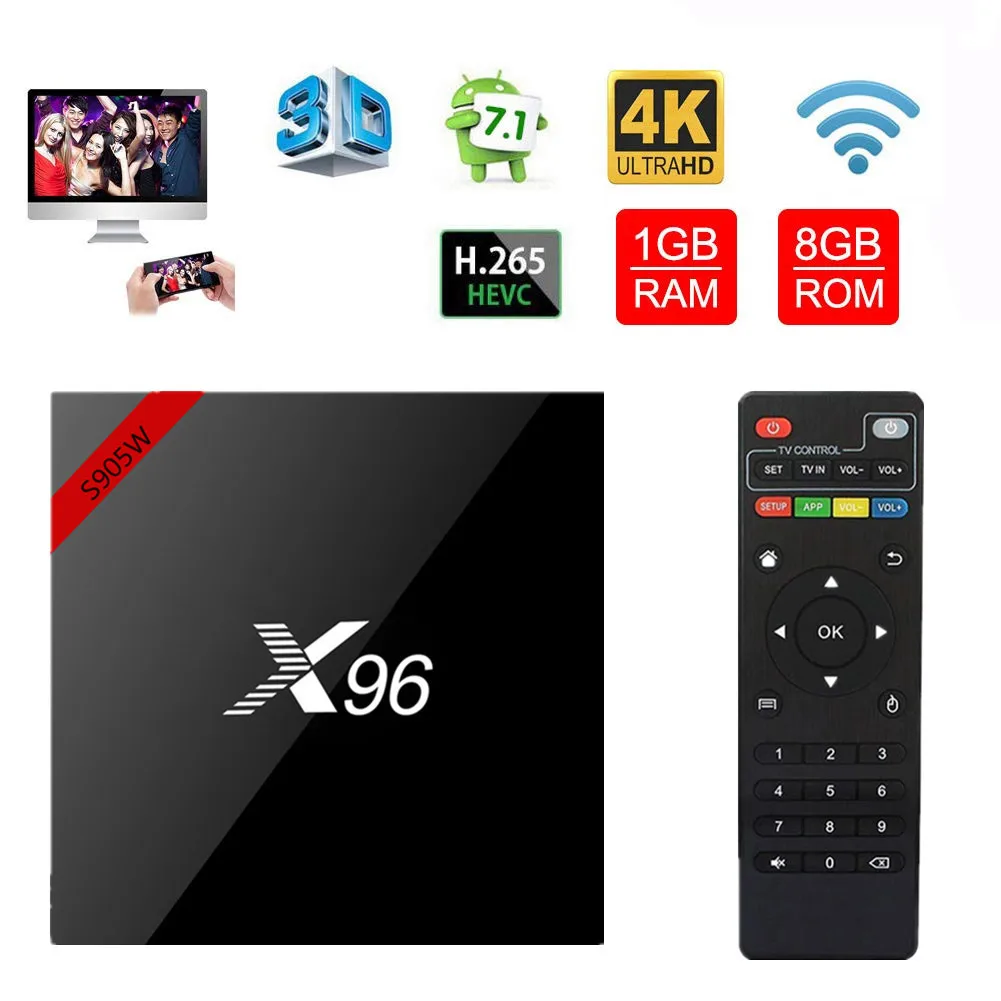 ТВ-приставка X96 X96w android 7 1 WiFi ГБ 8 Amlogic 2 Гб 16 S905W четырехъядерный медиаплеер Смарт Wi-Fi