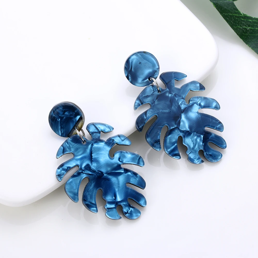 

1 Pair Bohemian Monstera Leaf Drop Dangle Earrings Women Acrylic Statement Tropical Plant Jewelry Brinco Bijoux Lover Gifts