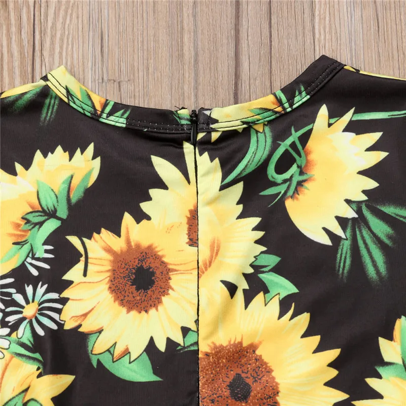 Одежда для маленьких девочек с принтом подсолнуха комбинезон на молнии