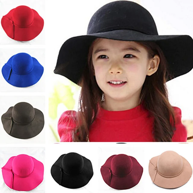 Voron Vintage Cap Kids Fedora Wool Felt Crushable Wide Brim Hat Voron Vintage Cap Kids Fedora Wool Felt Crushable Wide Brim Hat Floppy Sun Beach High