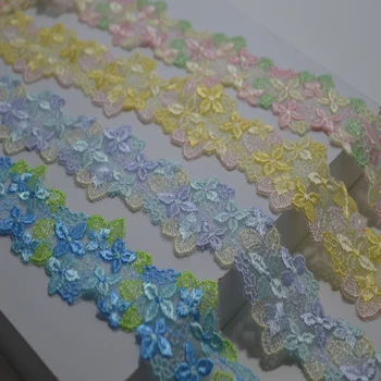 

2YDS/ 4cm width pink~yellow~blue~purple floral Venise Trim with Design for Wedding Bridal and Garment Decoration183005