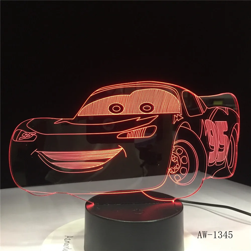 Молния Маккуин Route 66 ваш гоночный автомобиль 3D 7 цветов лампа визуальный светодиодный ночник для детей сенсорный Usb Настольный Lampara AW-1345